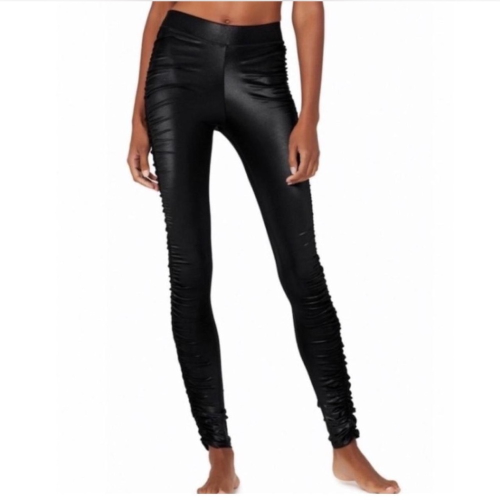 ALO Yoga Shiny Black Ruched Leggings